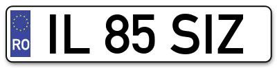 Placuta inmatriculare numar auto  IL-85-SIZ, IL 85 SIZ, IL85SIZ