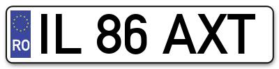 Placuta inmatriculare numar auto  IL-86-AXT, IL 86 AXT, IL86AXT