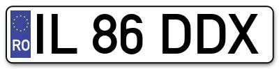 Placuta inmatriculare numar auto  IL-86-DDX, IL 86 DDX, IL86DDX