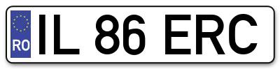 Placuta inmatriculare numar auto  IL-86-ERC, IL 86 ERC, IL86ERC
