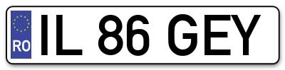 Placuta inmatriculare numar auto  IL-86-GEY, IL 86 GEY, IL86GEY