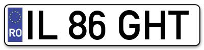 Placuta inmatriculare numar auto  IL-86-GHT, IL 86 GHT, IL86GHT