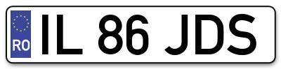 Placuta inmatriculare numar auto  IL-86-JDS, IL 86 JDS, IL86JDS