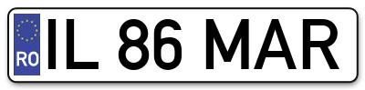 Placuta inmatriculare numar auto  IL-86-MAR, IL 86 MAR, IL86MAR