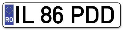 Placuta inmatriculare numar auto  IL-86-PDD, IL 86 PDD, IL86PDD