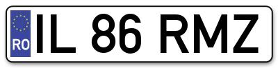 Placuta inmatriculare numar auto  IL-86-RMZ, IL 86 RMZ, IL86RMZ