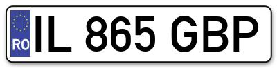 Placuta inmatriculare numar auto  IL-865-GBP, IL 865 GBP, IL865GBP
