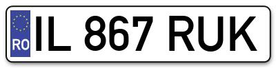 Placuta inmatriculare numar auto  IL-867-RUK, IL 867 RUK, IL867RUK