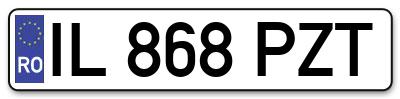 Placuta inmatriculare numar auto  IL-868-PZT, IL 868 PZT, IL868PZT