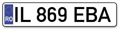 Placuta inmatriculare numar auto  IL-869-EBA, IL 869 EBA, IL869EBA