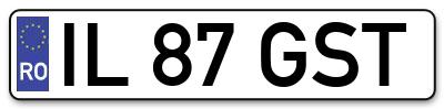 Placuta inmatriculare numar auto  IL-87-GST, IL 87 GST, IL87GST