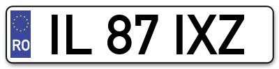Placuta inmatriculare numar auto  IL-87-IXZ, IL 87 IXZ, IL87IXZ