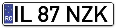 Placuta inmatriculare numar auto  IL-87-NZK, IL 87 NZK, IL87NZK