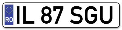 Placuta inmatriculare numar auto  IL-87-SGU, IL 87 SGU, IL87SGU