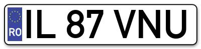 Placuta inmatriculare numar auto  IL-87-VNU, IL 87 VNU, IL87VNU