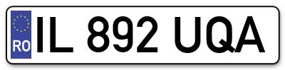 Placuta inmatriculare numar auto  IL-892-UQA, IL 892 UQA, IL892UQA