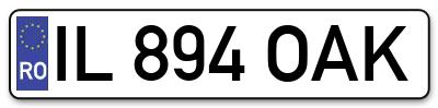 Placuta inmatriculare numar auto  IL-894-OAK, IL 894 OAK, IL894OAK