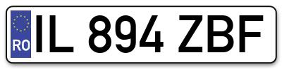Placuta inmatriculare numar auto  IL-894-ZBF, IL 894 ZBF, IL894ZBF