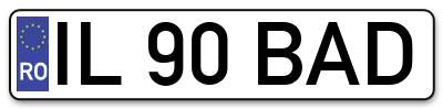 Placuta inmatriculare numar auto  IL-90-BAD, IL 90 BAD, IL90BAD