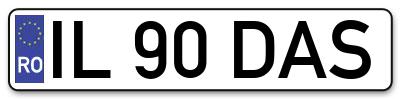 Placuta inmatriculare numar auto  IL-90-DAS, IL 90 DAS, IL90DAS