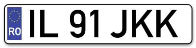 Placuta inmatriculare numar auto  IL-91-JKK, IL 91 JKK, IL91JKK