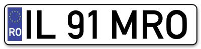 Placuta inmatriculare numar auto  IL-91-MRO, IL 91 MRO, IL91MRO