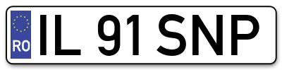 Placuta inmatriculare numar auto  IL-91-SNP, IL 91 SNP, IL91SNP