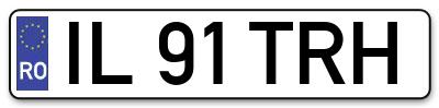 Placuta inmatriculare numar auto  IL-91-TRH, IL 91 TRH, IL91TRH