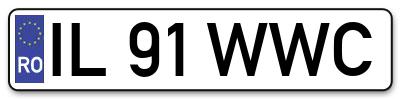 Placuta inmatriculare numar auto  IL-91-WWC, IL 91 WWC, IL91WWC