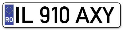 Placuta inmatriculare numar auto  IL-910-AXY, IL 910 AXY, IL910AXY