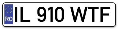 Placuta inmatriculare numar auto  IL-910-WTF, IL 910 WTF, IL910WTF