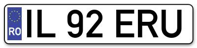 Placuta inmatriculare numar auto  IL-92-ERU, IL 92 ERU, IL92ERU