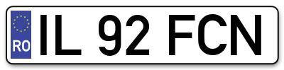 Placuta inmatriculare numar auto  IL-92-FCN, IL 92 FCN, IL92FCN