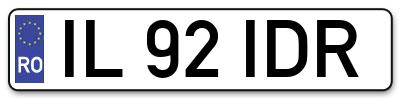 Placuta inmatriculare numar auto  IL-92-IDR, IL 92 IDR, IL92IDR