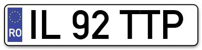 Placuta inmatriculare numar auto  IL-92-TTP, IL 92 TTP, IL92TTP