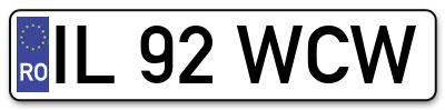 Placuta inmatriculare numar auto  IL-92-WCW, IL 92 WCW, IL92WCW