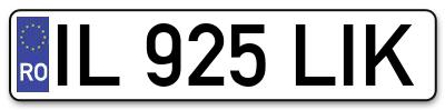 Placuta inmatriculare numar auto  IL-925-LIK, IL 925 LIK, IL925LIK