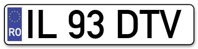 Placuta inmatriculare numar auto  IL-93-DTV, IL 93 DTV, IL93DTV
