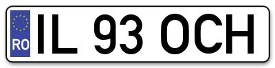 Placuta inmatriculare numar auto  IL-93-OCH, IL 93 OCH, IL93OCH