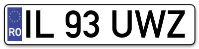 Placuta inmatriculare numar auto  IL-93-UWZ, IL 93 UWZ, IL93UWZ