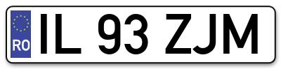 Placuta inmatriculare numar auto  IL-93-ZJM, IL 93 ZJM, IL93ZJM