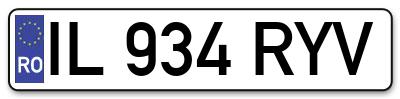 Placuta inmatriculare numar auto  IL-934-RYV, IL 934 RYV, IL934RYV