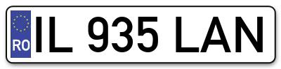 Placuta inmatriculare numar auto  IL-935-LAN, IL 935 LAN, IL935LAN