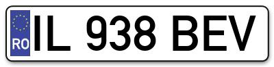 Placuta inmatriculare numar auto  IL-938-BEV, IL 938 BEV, IL938BEV