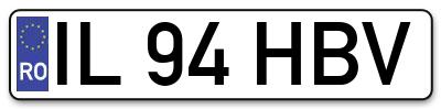 Placuta inmatriculare numar auto  IL-94-HBV, IL 94 HBV, IL94HBV