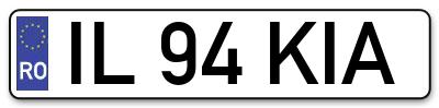 Placuta inmatriculare numar auto  IL-94-KIA, IL 94 KIA, IL94KIA