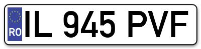 Placuta inmatriculare numar auto  IL-945-PVF, IL 945 PVF, IL945PVF