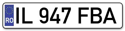 Placuta inmatriculare numar auto  IL-947-FBA, IL 947 FBA, IL947FBA