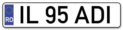 Placuta inmatriculare numar auto  IL-95-ADI, IL 95 ADI, IL95ADI
