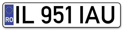 Placuta inmatriculare numar auto  IL-951-IAU, IL 951 IAU, IL951IAU
